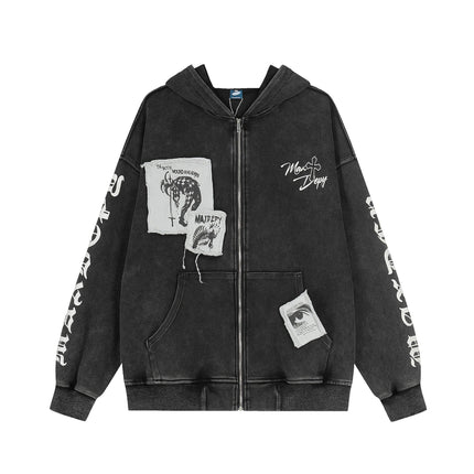 TALKLESSFASHION EON 26 spring new spot American street trendy high street individual pattern hooded sweatshirt jacket for men