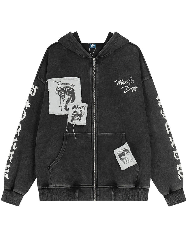 TALKLESSFASHION EON 26 spring new spot American street trendy high street individual pattern hooded sweatshirt jacket for men