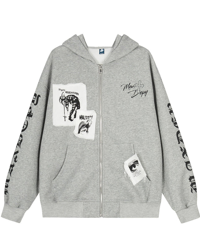 TALKLESSFASHION EON 26 spring new spot American street trendy high street individual pattern hooded sweatshirt jacket for men