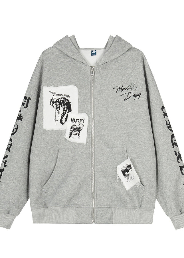 TALKLESSFASHION EON 26 spring new spot American street trendy high street individual pattern hooded sweatshirt jacket for men