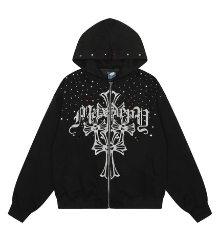TALKLESSFASHION EON 26 spring new spot American street trendy high street individual pattern hooded sweatshirt jacket for men