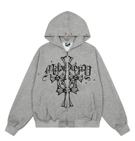 TALKLESSFASHION EON 26 spring new spot American street trendy high street individual pattern hooded sweatshirt jacket for men