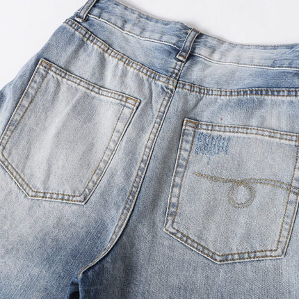 TALKLESSFASHION EON 26 spring New spot American street trendy high street individuality design washed scimitar denim trousers men