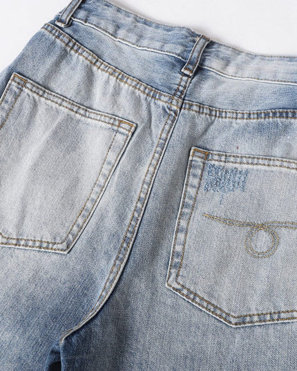 TALKLESSFASHION EON 26 spring New spot American street trendy high street individuality design washed scimitar denim trousers men