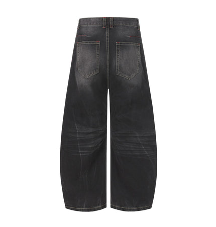 TALKLESSFASHION EON 26 spring New spot American street trendy high street individuality design washed scimitar denim trousers men