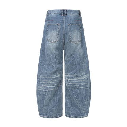 TALKLESSFASHION EON 26 spring New spot American street trendy high street individuality design washed scimitar denim trousers men
