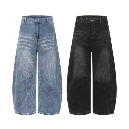 TALKLESSFASHION EON 26 spring New spot American street trendy high street individuality design washed scimitar denim trousers men