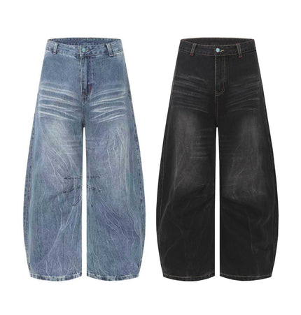 TALKLESSFASHION EON 26 spring New spot American street trendy high street individuality design washed scimitar denim trousers men