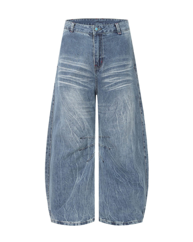 TALKLESSFASHION EON 26 spring New spot American street trendy high street individuality design washed scimitar denim trousers men