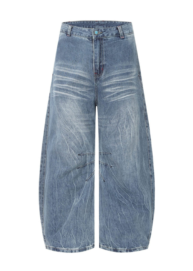 TALKLESSFASHION EON 26 spring New spot American street trendy high street individuality design washed scimitar denim trousers men