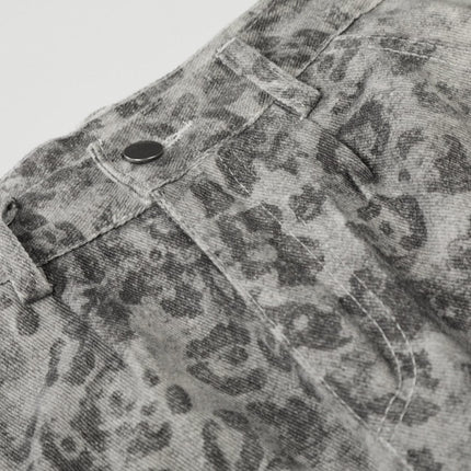 TALKLESSFASHION EON 26 spring new spot American street trendy high street personality leopard print pattern design casual trousers men