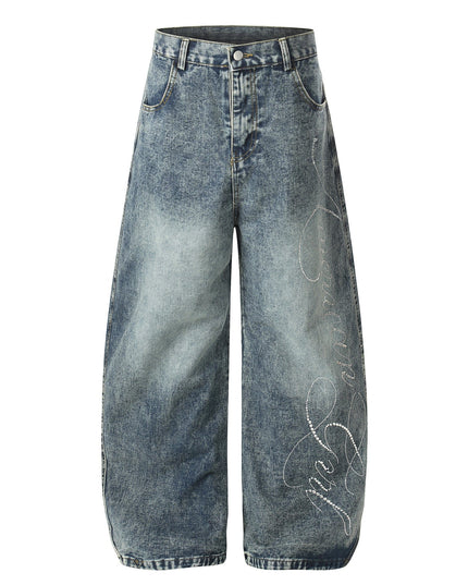 TALKLESSFASHION EON 26 spring new spot American street trendy high street personalized hot diamond design denim trousers men