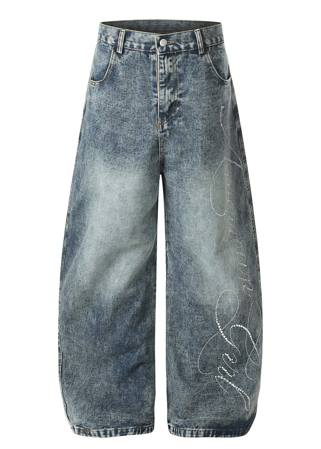TALKLESSFASHION EON 26 spring new spot American street trendy high street personalized hot diamond design denim trousers men