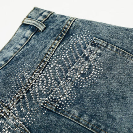 TALKLESSFASHION EON 26 spring new spot American street trendy high street personalized hot diamond design denim trousers men