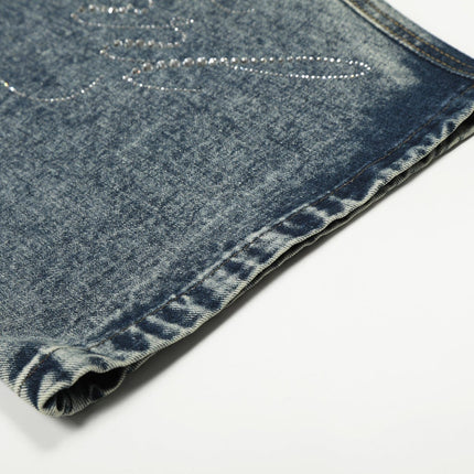 TALKLESSFASHION EON 26 spring new spot American street trendy high street personalized hot diamond design denim trousers men