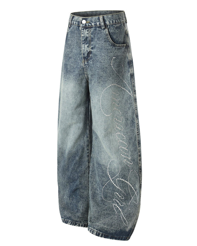 TALKLESSFASHION EON 26 spring new spot American street trendy high street personalized hot diamond design denim trousers men