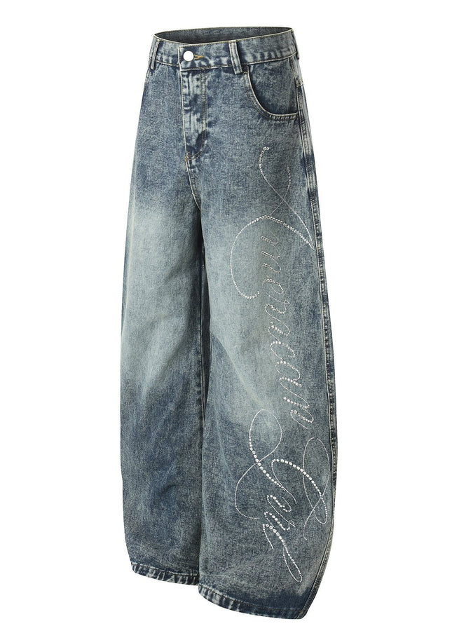 TALKLESSFASHION EON 26 spring new spot American street trendy high street personalized hot diamond design denim trousers men