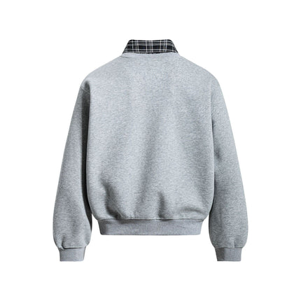 TALKLESSFASHION EON 26 Spring New spot American street trendy high street plaid splicing fake two-piece pullover sweatshirt for men