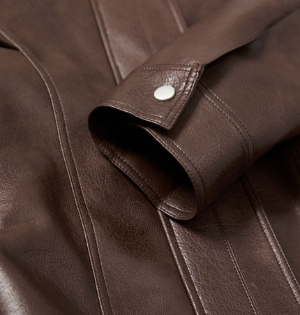 TALKLESSFASHION EON 26 spring new spot American street trendy high street simple and versatile loose PU leather jacket jacket for men