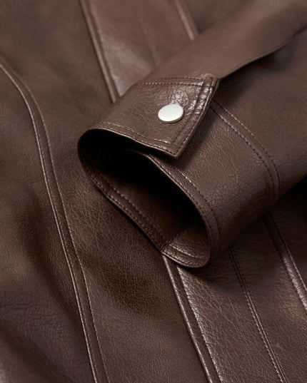 TALKLESSFASHION EON 26 spring new spot American street trendy high street simple and versatile loose PU leather jacket jacket for men