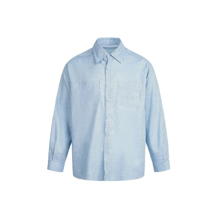 TALKLESSFASHION EON 26 spring new spot American street trendy pinstripe double pocket basic long sleeve shirt men
