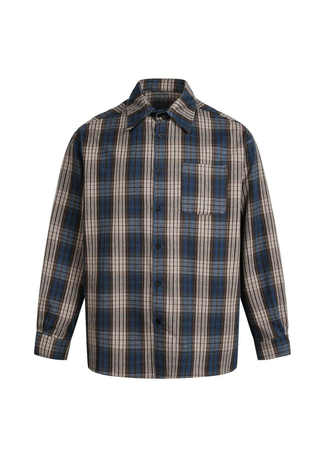 TALKLESSFASHION EON 26 spring new spot American street trendy plaid basic long sleeve shirt for men