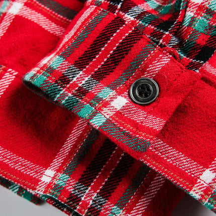 TALKLESSFASHION EON 26 Spring New spot American street trendy plaid embroidery long sleeve shirt for men