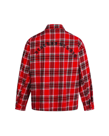 TALKLESSFASHION EON 26 Spring New spot American street trendy plaid embroidery long sleeve shirt for men