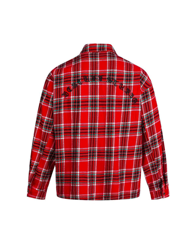 TALKLESSFASHION EON 26 Spring New spot American street trendy plaid embroidery long sleeve shirt for men