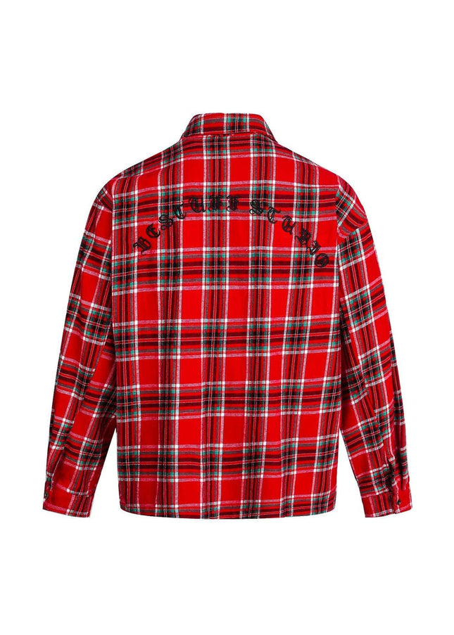 TALKLESSFASHION EON 26 Spring New spot American street trendy plaid embroidery long sleeve shirt for men