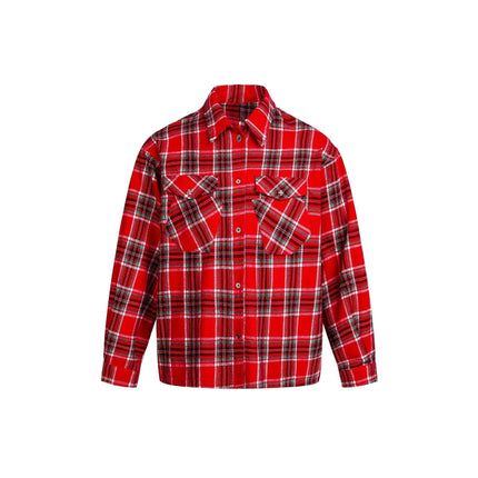 TALKLESSFASHION EON 26 Spring New spot American street trendy plaid embroidery long sleeve shirt for men