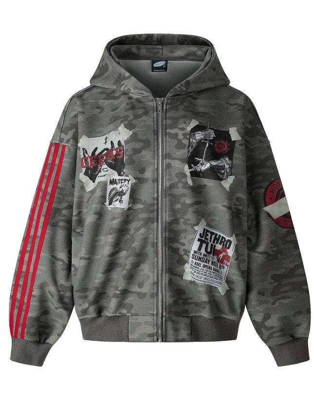 TALKLESSFASHION EON 26 spring new spot American style street trendy high street personality pattern camouflage hooded sweatshirt jacket men