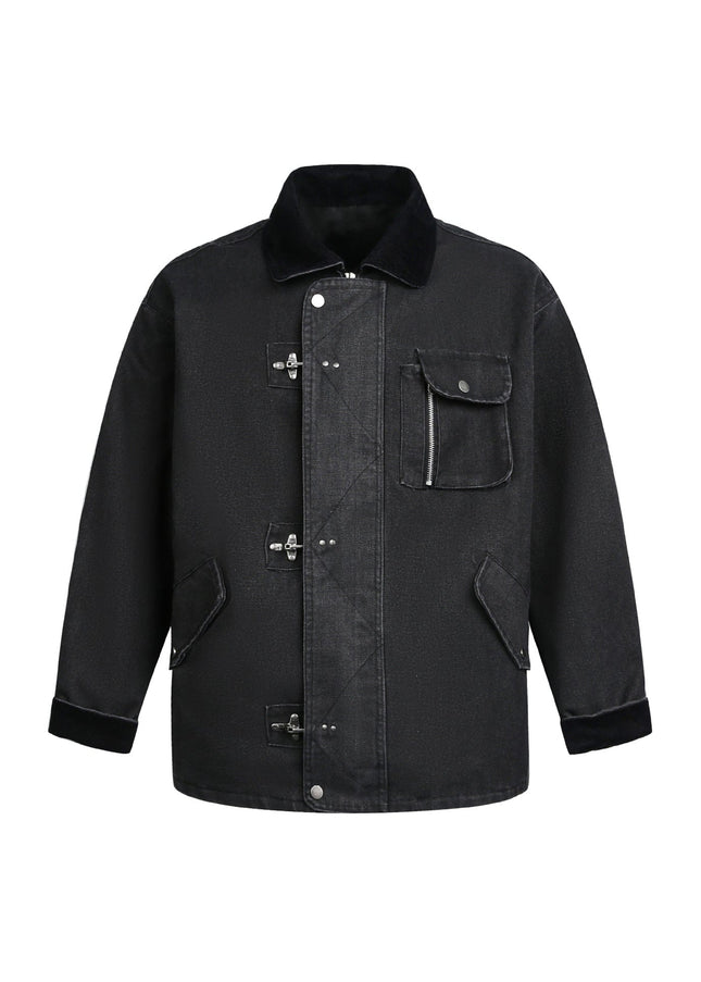 TALKLESSFASHION EON 26 spring new spot American vintage machine buckle heavy cotton canvas jacket jacket for men