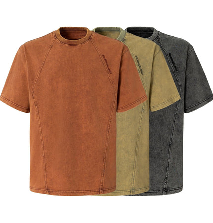 THETLSTUDIO EON 26 summer new spot American vintage mineral stir-fried structure silhouette short sleeve T-shirt for men