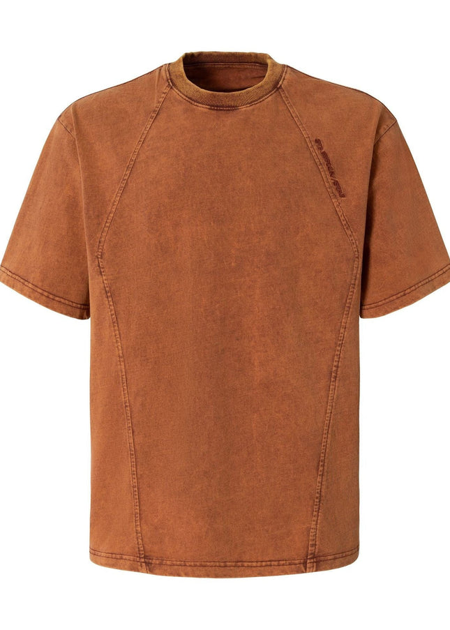 TALKLESSFASHION EON 26 summer new spot American vintage mineral stir-fried structure silhouette short sleeve T-shirt for men