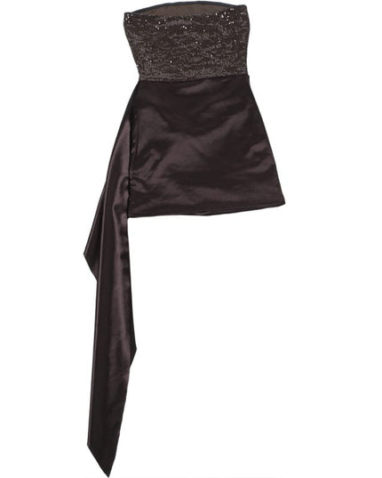 TALKLESSFASHION Europe and the United States 2025 autumn and winter cross-border new temperament sleeveless bandeau open-back fashion irregular streamer dress