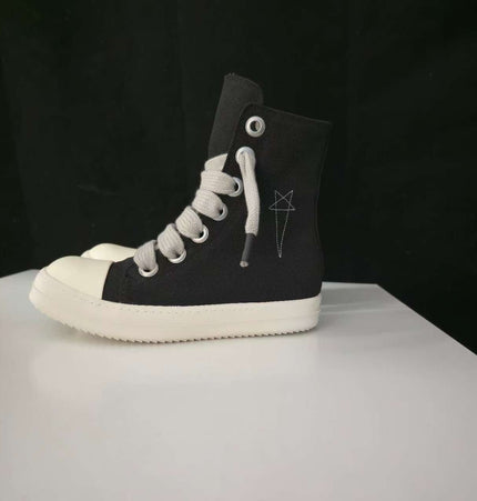 THETLSTUDIO Europe Station Platform Shoes 2023 New High Top Shoes Men's Canvas Platform Pentagram Couple Shoes Casual Booties Women