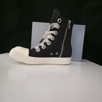 TALKLESSFASHION Europe Station Platform Shoes 2023 New High Top Shoes Men's Canvas Platform Pentagram Couple Shoes Casual Booties Women