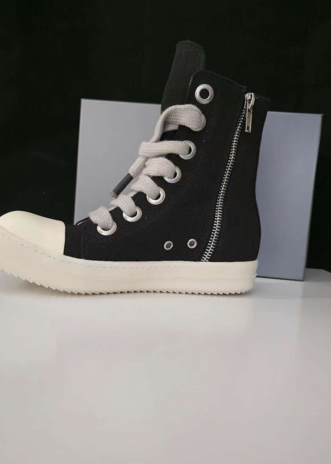 TALKLESSFASHION Europe Station Platform Shoes 2023 New High Top Shoes Men's Canvas Platform Pentagram Couple Shoes Casual Booties Women