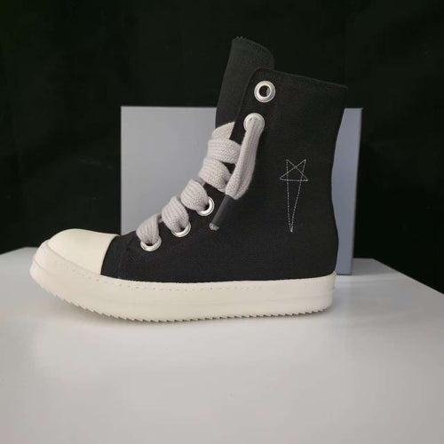 THETLSTUDIO Europe Station Platform Shoes 2023 New High Top Shoes Men's Canvas Platform Pentagram Couple Shoes Casual Booties Women