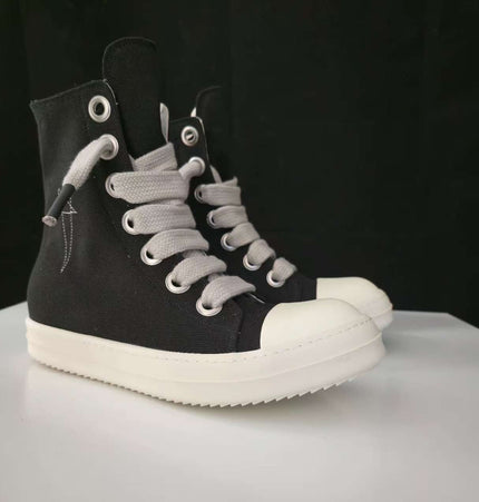 THETLSTUDIO Europe Station Platform Shoes 2023 New High Top Shoes Men's Canvas Platform Pentagram Couple Shoes Casual Booties Women