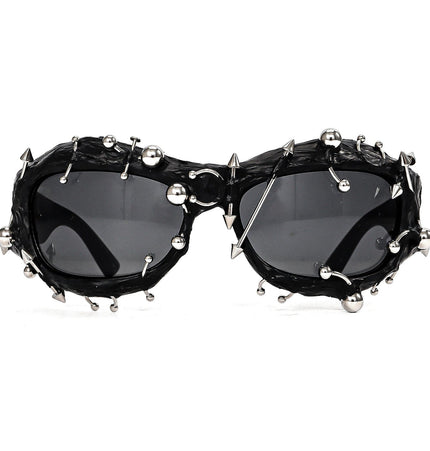 TALKLESSFASHION European and American street punk rivet metal design sense color European and American sunglasses fashionable trend face small glasses