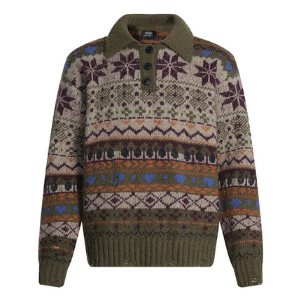 TALKLESSFASHION Fair Isle Executive Polo Knit