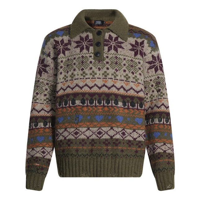TALKLESSFASHION Fair Isle Executive Polo Knit