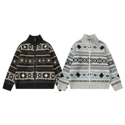 TALKLESSFASHION Fair Isle Executive Stand-Collar Shell