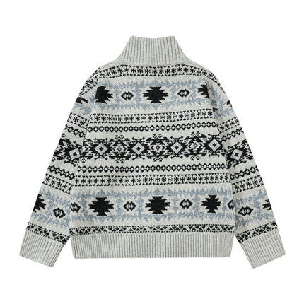 TALKLESSFASHION Fair Isle Executive Stand-Collar Shell