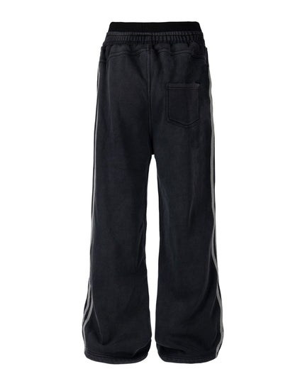 TALKLESSFASHION Fall 2025 American high street dirty and worn letter double waist sweatpants for men and women with a sense of design scimitar wide-leg pants