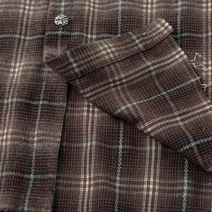 TALKLESSFASHION Fall 2025 new American trendy brand letter print plaid fake two-piece patchwork lapel long sleeve shirt men's shirt