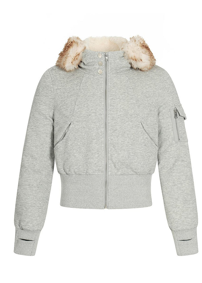 TALKLESSFASHION Fleece Lined Padded Clothes Fur Collar Jacket