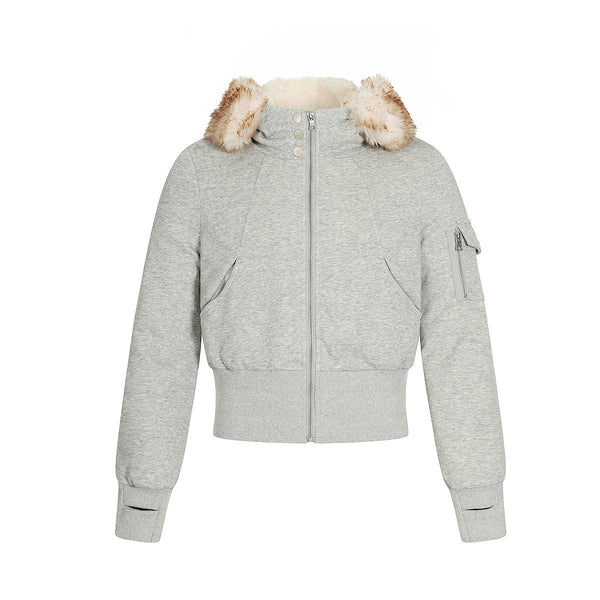 Fleece Lined Padded Clothes Fur Collar Jacket